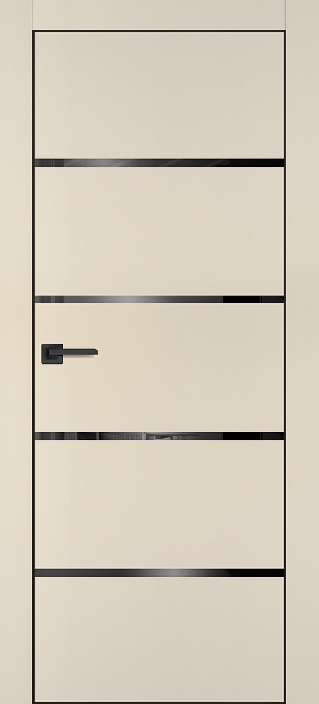 Фото Межкомнатная дверь PX-17 черная кромка с 4-х ст. Бежевый матовый