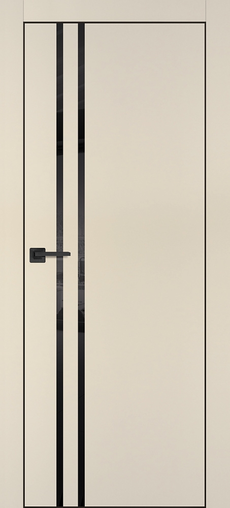 Фото Межкомнатная дверь PX-11  черная кромка с 4-х ст. Бежевый матовый