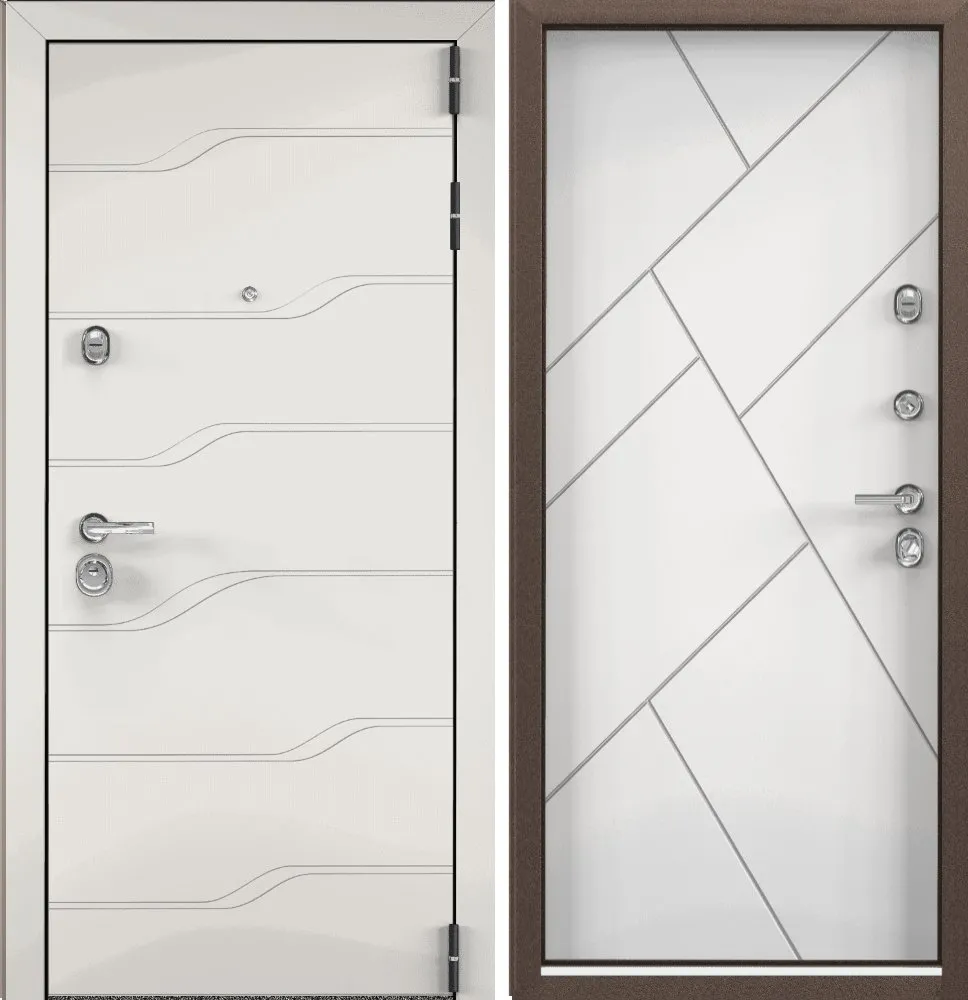 Фото Дверь Цербер 3К Чёрная Линкор Белый Сменная панель DIS006473