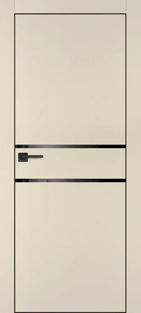 Фото Межкомнатная дверь PX-18 черная кромка с 4-х ст. Бежевый матовый