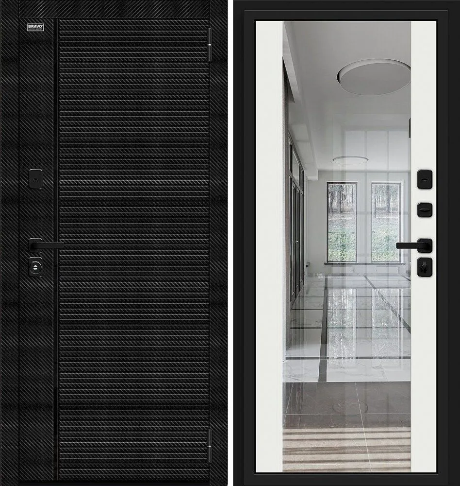 Фото Дверь Браво Лайнер-3 Black Carbon/Off-white DIS006768